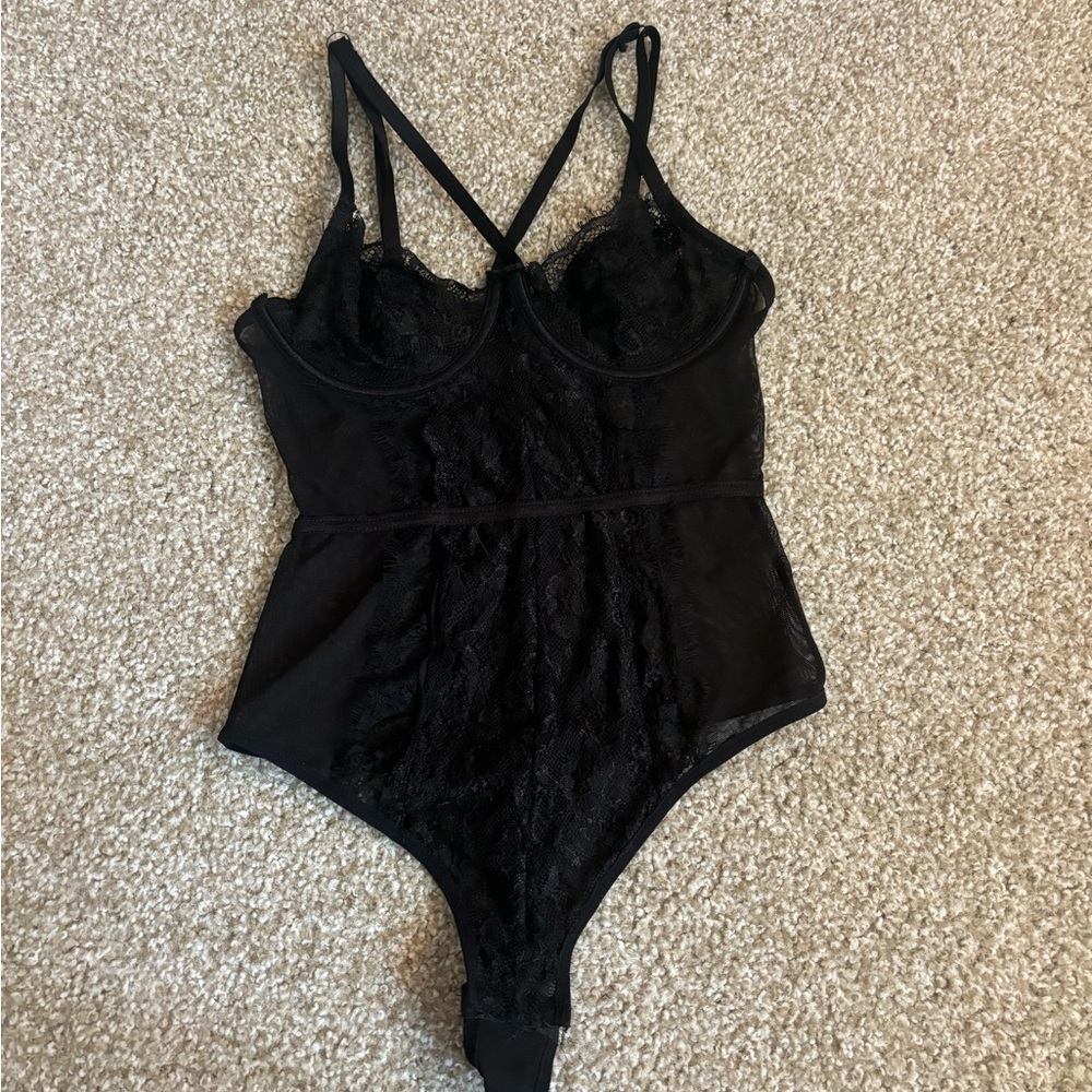 Black Lace Corset Bodysuit